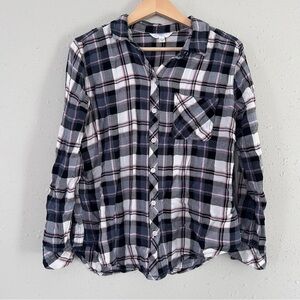 🦋 Time and Tru Plaid Button-Up Shirt Flannel Comfy Casual Large Soft